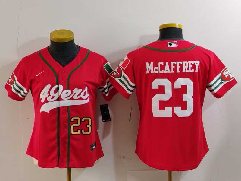 Women's San Francisco 49ers #23 Christian McCaffrey Red Mexico Cool Base Stitched Baseball Jerseys,We sell and wholesale Women's San Francisco 49ers #23 Christian McCaffrey Red Mexico Cool Base Stitched Baseball Jerseys on line form chian!